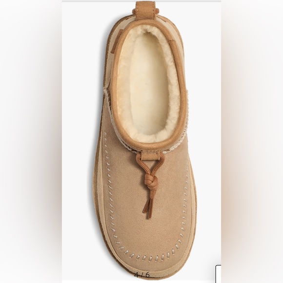 UGG Ultra Mini Tan Regenerate Leather & Shearling boots M6 W7 $190 ret NWT & Box - Picture 2 of 9